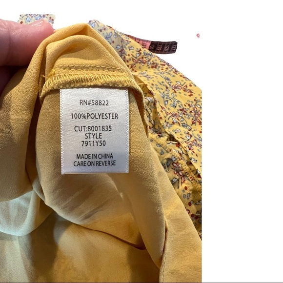 Max Studio Yellow Floral Midi Dress Smocked Waist with Ruffles Women Size Large - Picture 6 of 13